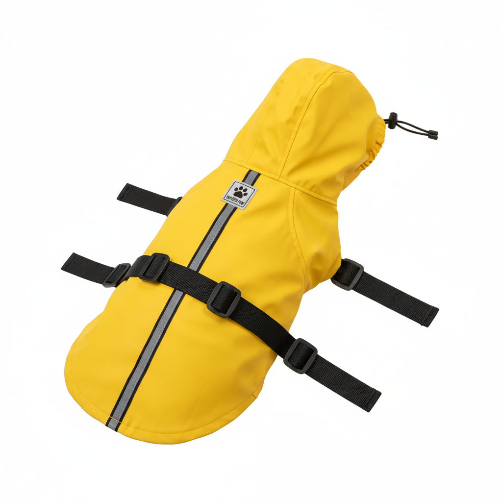 Impermeable amarillo con capucha para perros
