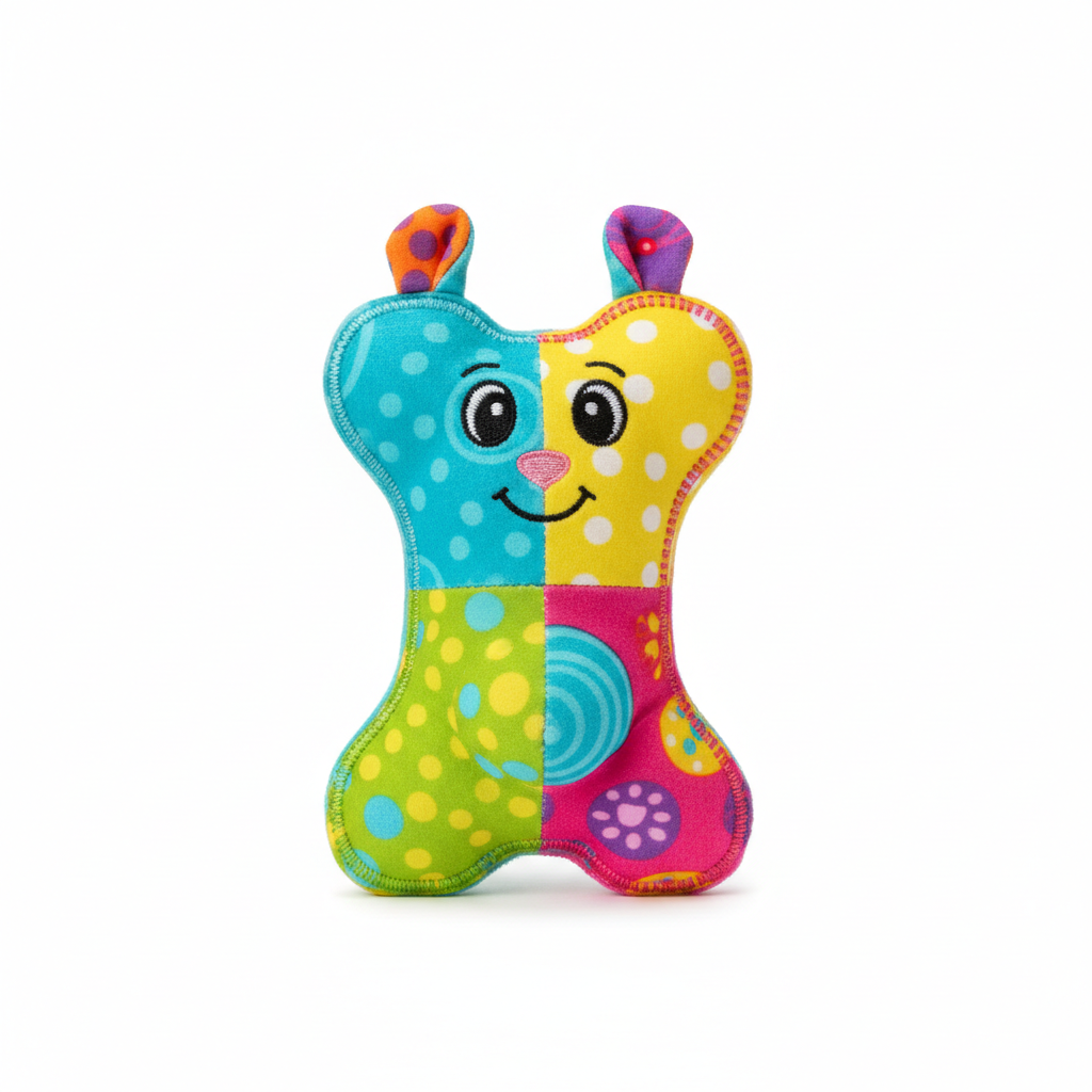 Peluche chirriante suave y colorido para mascotas