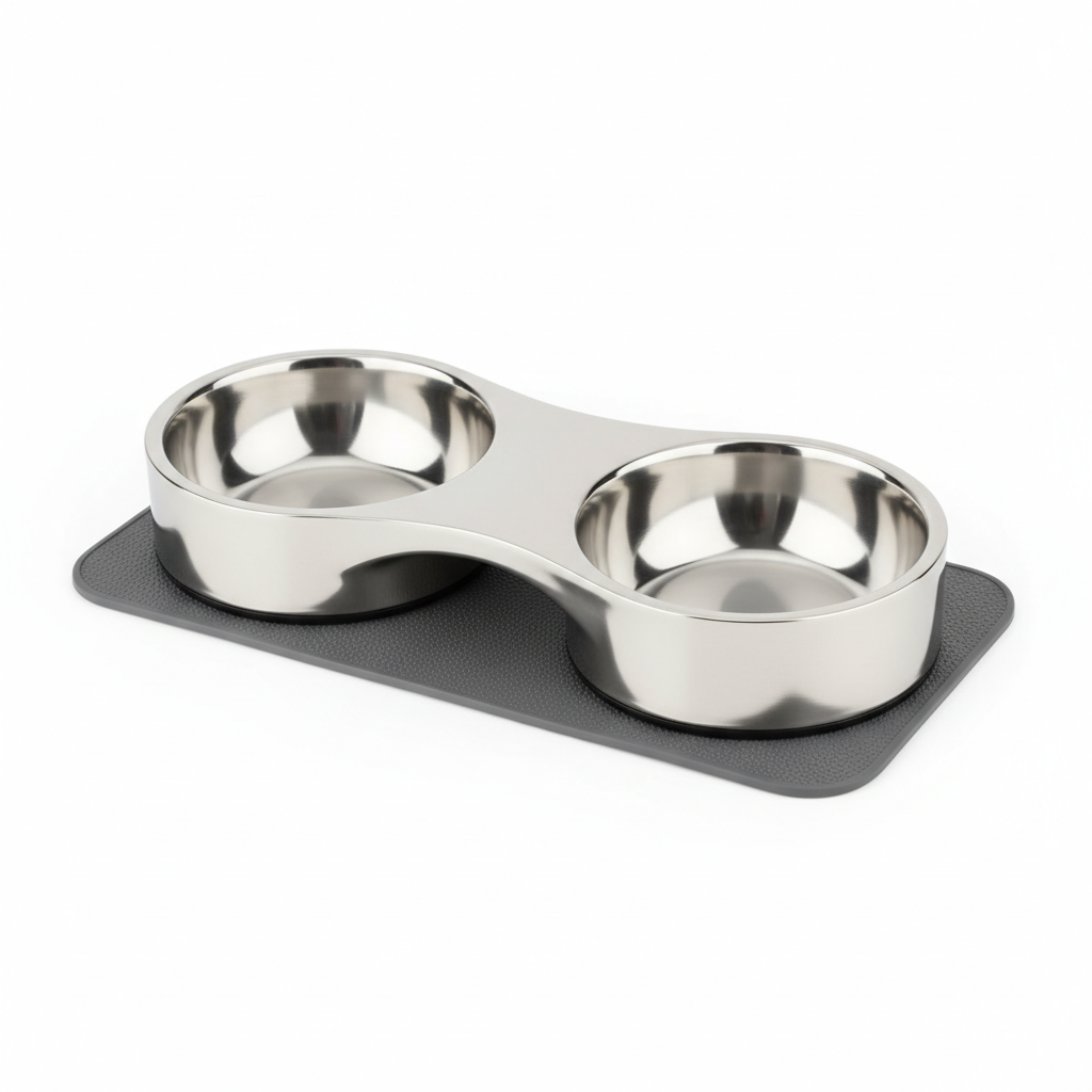 Set de platos de acero inoxidable con base antideslizante